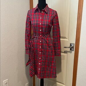 Draper James Red Plaid Long Sleeve Dress
